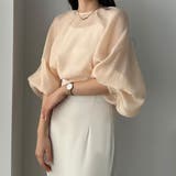 ピンクベージュ | Louere ラグランボリュームスリーブシアートップス | Louere