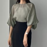 グレー | Louere ラグランボリュームスリーブシアートップス | Louere