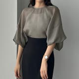グレー | Louere ラグランボリュームスリーブシアートップス | Louere