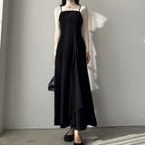 ブラック | Louere フレアラッフルキャミワンピース | Louere