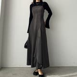 チャコール | Louere フレアラッフルキャミワンピース | Louere