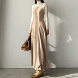 ベージュ | Louere フレアラッフルキャミワンピース | Louere