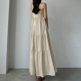 Aベージュ | Louere バックストラップデザインサテンキャミワンピース | Louere