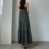 Aチャコールグレー | Louere バックストラップデザインサテンキャミワンピース | Louere