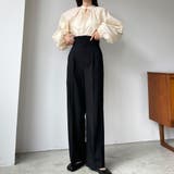 ブラック | Louere ハイウエストタックパンツ | Louere