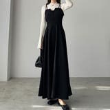 ブラック | 【選べる】デザインフレアキャミワンピース（フレア／Iライン／マーメイド） | Louere