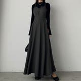 チャコール | 【選べる】デザインフレアキャミワンピース（フレア／Iライン／マーメイド） | Louere