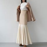 ライトベージュ | Louere ハイウエスト異素材切替マーメイドスカート | Louere