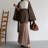 ブラウン | Louere ハイウエスト異素材切替マーメイドスカート | Louere