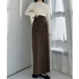 ブラウン | Louere 裏起毛ヘリンボーンタイトラップ風スカート | Louere