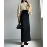 Louere 裏起毛ヘリンボーンタイトラップ風スカート | Louere | 詳細画像5 