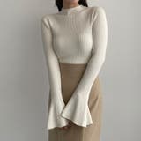アイボリー | Louere フレアスリットスリーブハイネックリブニット | Louere