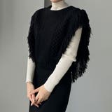 ブラック | Louere フリンジニットベスト | Louere