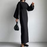 ブラック | Louere ふくれジャガードIラインワンピース | Louere