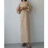 ベージュ | Louere ふくれジャガードIラインワンピース | Louere