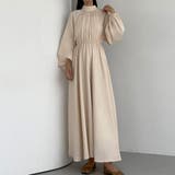 クリーム | Louere ハイネックボリュームスリーブフレアワンピース | Louere