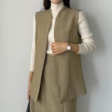 ライトベージュ | Louere ベスト＋ハイウエストペンシルスカートセットアップ | Louere