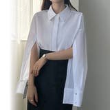 ホワイト | Louere オーバーサイズ袖スリットシャツ | Louere