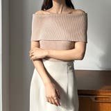 ピンクベージュ | Louere ワイドオフショルニットトップス | Louere