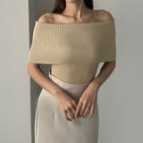 ベージュ | Louere ワイドオフショルニットトップス | Louere