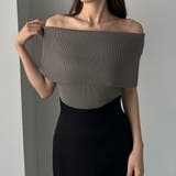 チャコール | Louere ワイドオフショルニットトップス | Louere