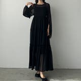 ブラック | louere 【ペチコートset】シアーティアードワンピース | Louere