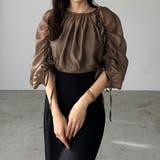 モカ | louere ドロストボリュームスリーブシアーブラウス | Louere