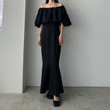 Ｂブラック | louere タイトマーメイドボリュームオフショルワンピース | Louere