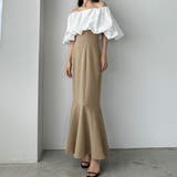 グレージュ | louere タイトマーメイドボリュームオフショルワンピース | Louere