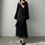 ブラック | Louere 裾シアーチュールマーメイドキャミワンピース | Louere