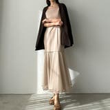 ライトベージュ | Louere 裾シアーチュールマーメイドキャミワンピース | Louere