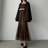 ブラウン | Louere 裾シアーチュールマーメイドキャミワンピース | Louere