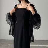 ブラック | Louere チュールボリュームスリーブシアーシャツ | Louere