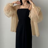 ベージュ | Louere チュールボリュームスリーブシアーシャツ | Louere