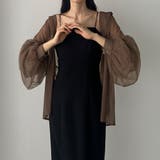 ブラウン | Louere チュールボリュームスリーブシアーシャツ | Louere