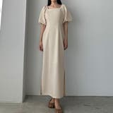 アイボリー | Louere 【ペチスカートset】リネン混スクエアネックIラインワンピース | Louere