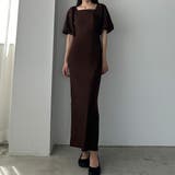 ダークブラウン | Louere 【ペチスカートset】リネン混スクエアネックIラインワンピース | Louere