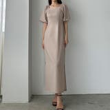 グレージュ | Louere 【ペチスカートset】リネン混スクエアネックIラインワンピース | Louere