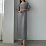 ブルーグレー | Louere 【ペチスカートset】リネン混スクエアネックIラインワンピース | Louere