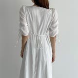 Louere 楊柳ギャザースリーブVネックワンピース【ペチスカートセット】 | Louere | 詳細画像9 