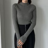 チャコール | Louere ハイネックリブニット | Louere