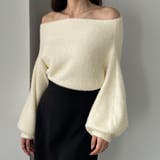 アイボリー | Louere オフショルシャギーニット | Louere