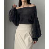 チャコール | Louere オフショルシャギーニット | Louere