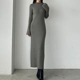 チャコール | Louere リブニットタイトロングワンピース | Louere