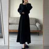 ブラック | Louere ショートニットトップス＋フレアキャミワンピース | Louere