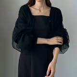 ブラック | Louere チュールショートニットカーディガン | Louere