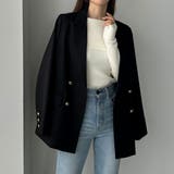 ブラック | Louere ゴールドボタンテーラードジャケット | Louere