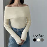 Louere ワイドオフショル長袖ニットトップス | Louere | 詳細画像1 