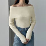 アイボリー | Louere ワイドオフショル長袖ニットトップス | Louere