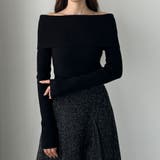 ブラック | Louere ワイドオフショル長袖ニットトップス | Louere